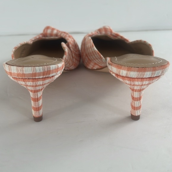 JUSTFAB Freya Heeled Mule Pump Gingham Checkered Kitten Heels in Orange Size 6.5 - Picture 9 of 11